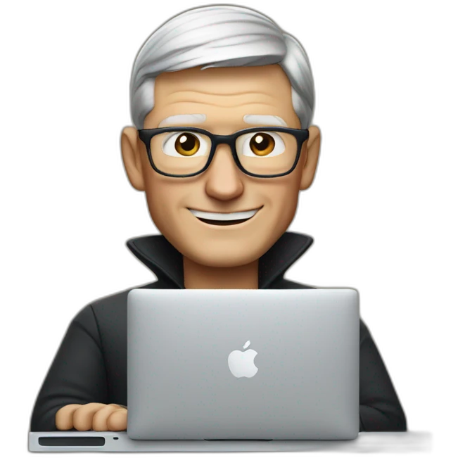tim cook with a macbook pro emoji