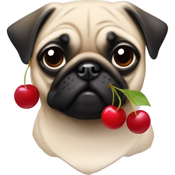 Female pug with cherry earrings  emoji