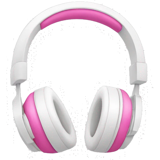White headphones with pink bow emoji