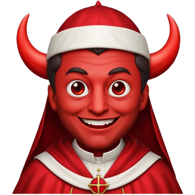 Papa Satanico emoji in apple style, sinister smile, papal robes, dark theatrical look emoji