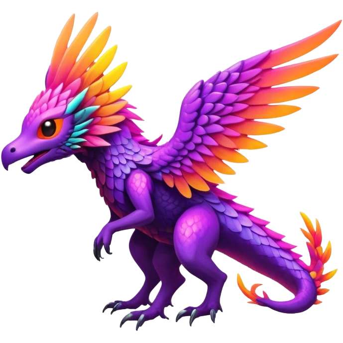 Tropical futuristic lush warm-colored neon-colored Fakémon-Trico-creature emoji