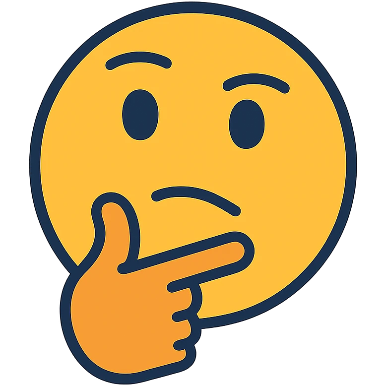 thinking face, looking up, hand on chin, color outline icon style emoji