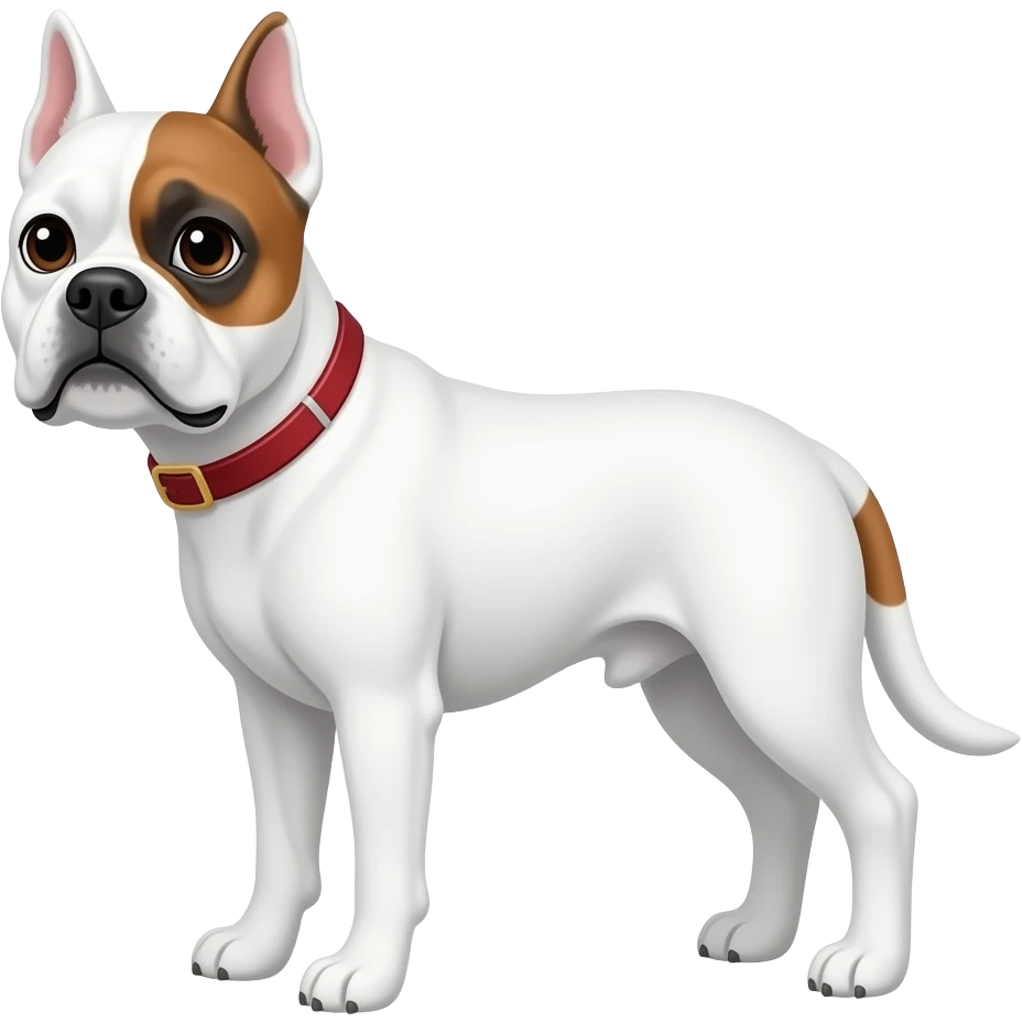 Female all white boxer dog middle aged  brown patch on right eye emoji