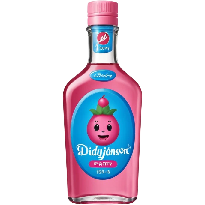 bottle of oil blue top pink outside with logo that says Diddy Party oil Johnson and Johnson  brand with a smiling berry on top emoji