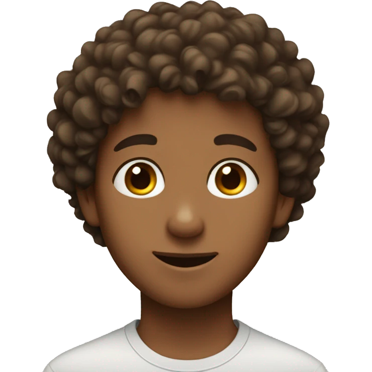 A boy with brown curly hair and big brown eyes  emoji