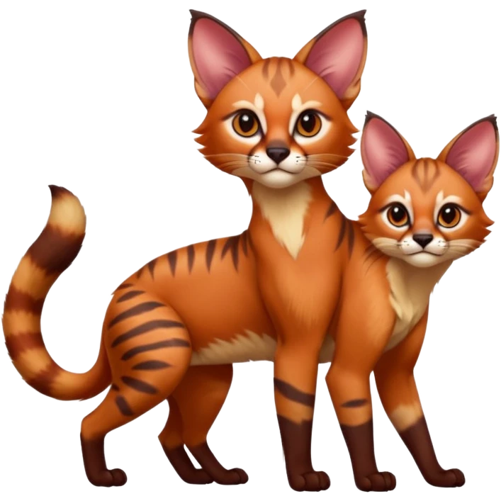 Serval-Caracal-Lykoi-Sphynx-Red-Panda-fusion-hybrid-animal-creature, full body emoji