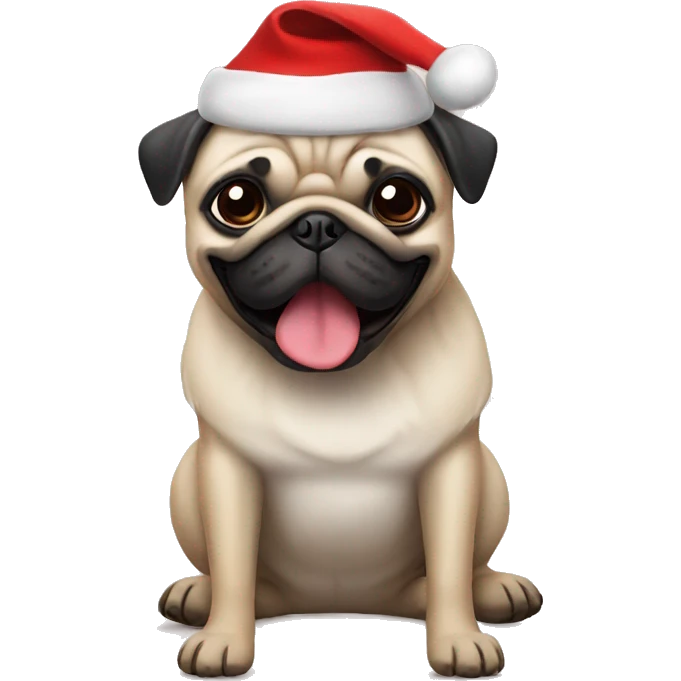 Pug with Santa hat emoji