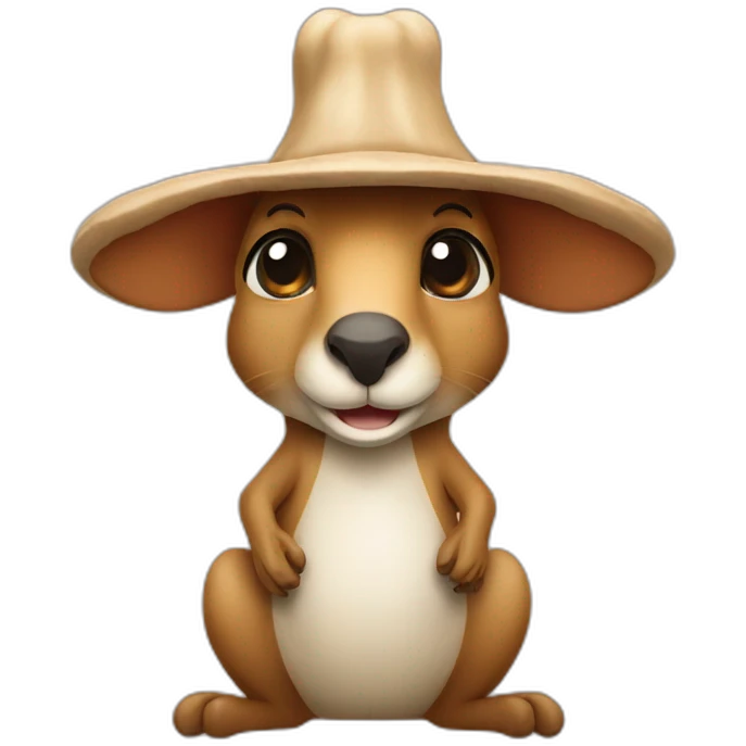 kangaroo with mushroom hat emoji