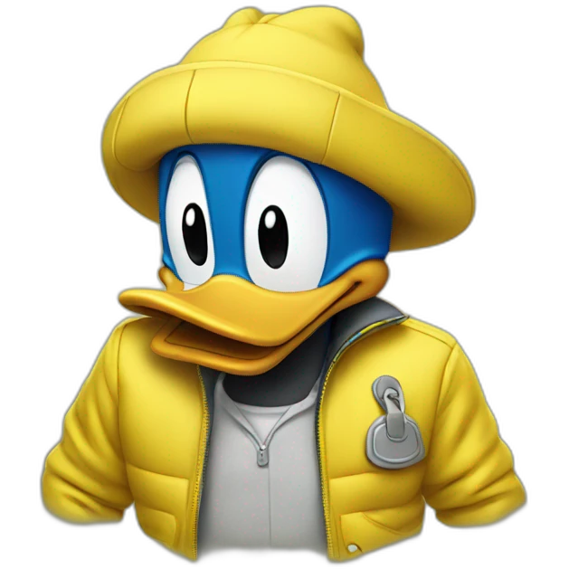 donald duck wearing yellow jacket emoji