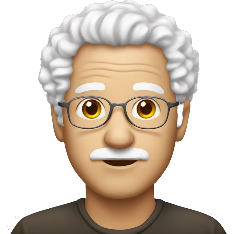 European, white curly hair, man, elderly, earring. emoji