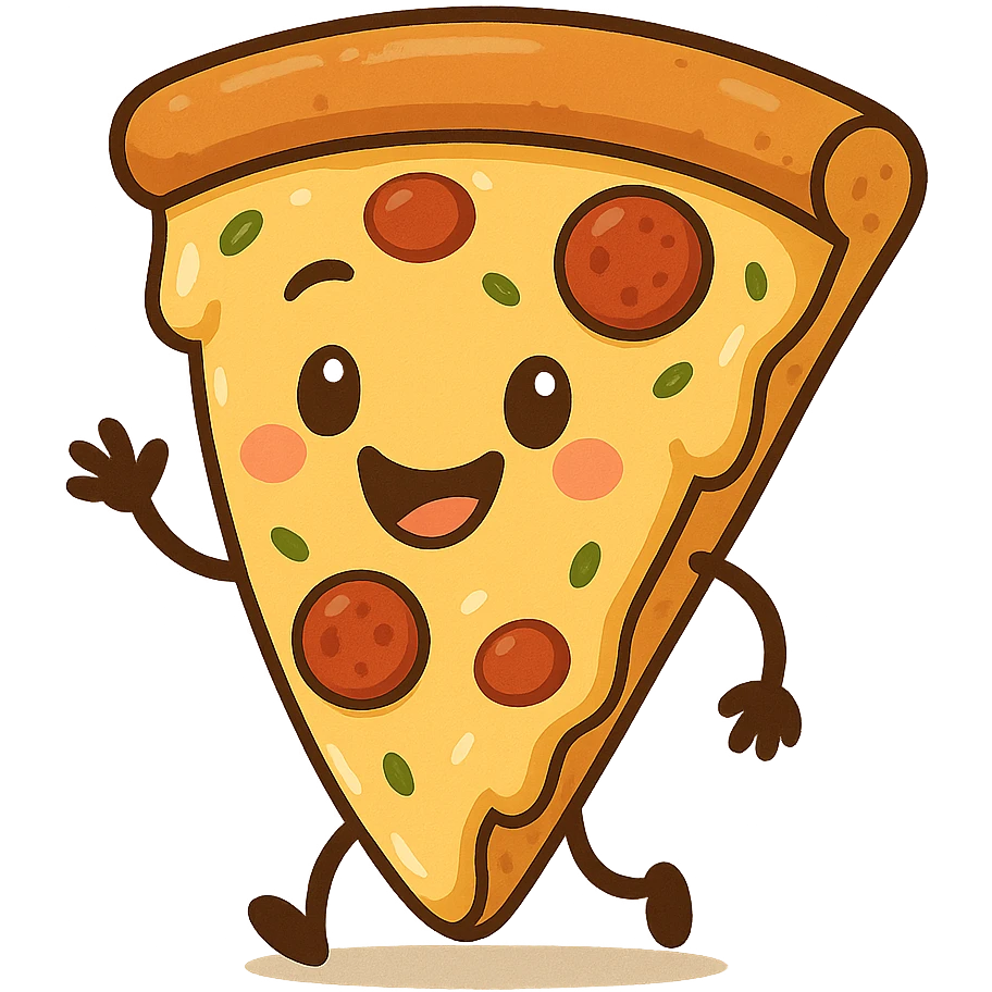 happy slice of pizza, general style, cheerful and inviting emoji