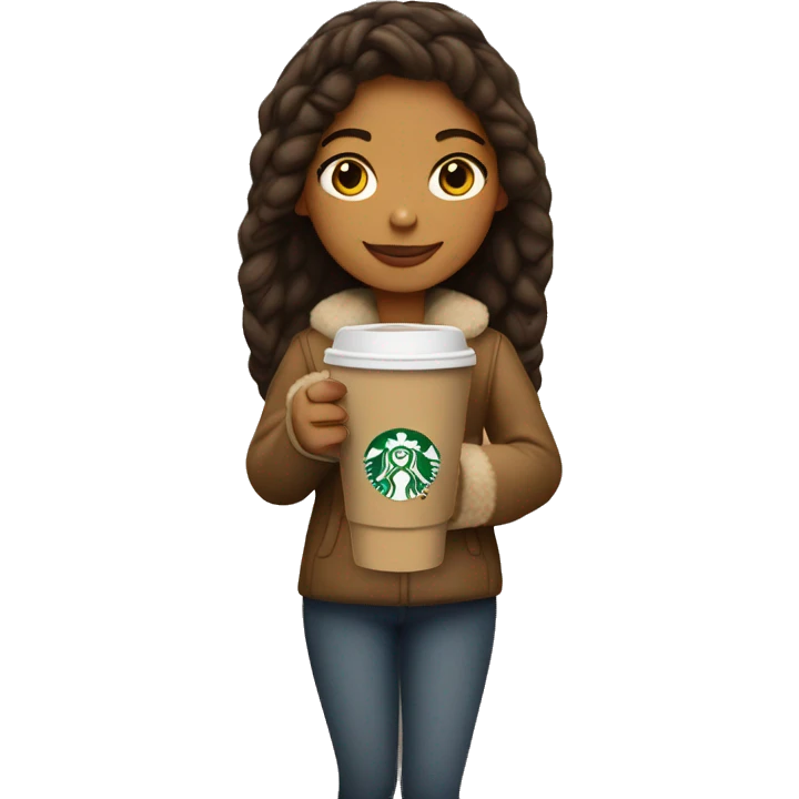 Girl in ugg boots holding a Starbucks coffee emoji