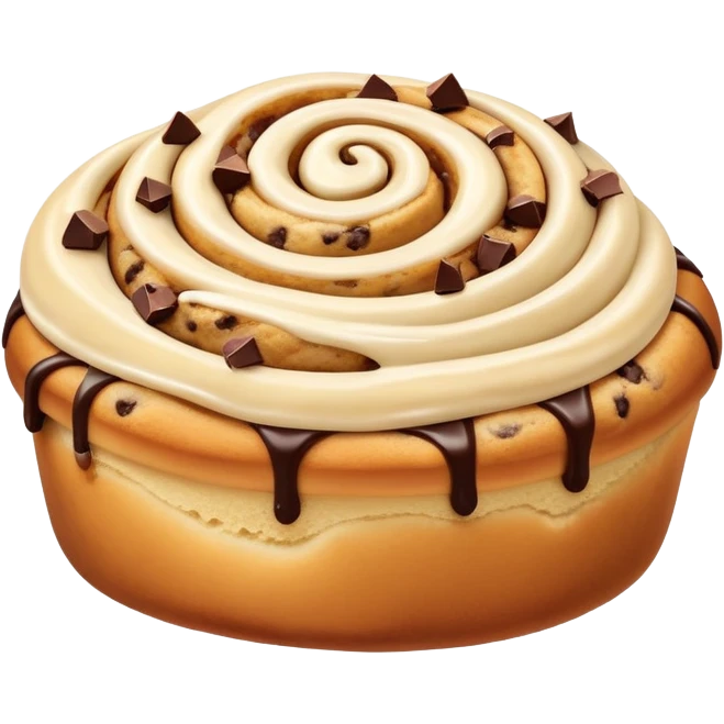 Cinnamon roll topped with cookie dough scoop emoji