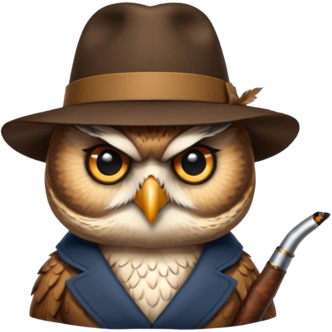 Owl smoking pipe with a fedora emoji