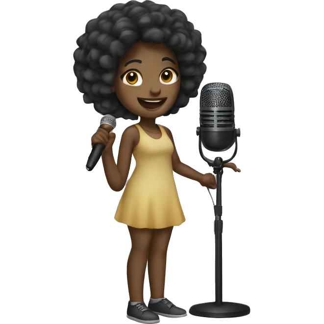 Black girl with microphone emoji