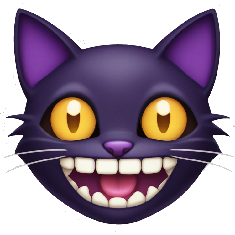 Black-purple Cat-Fakémon with vampire teeth emoji