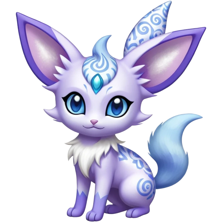 Shiny Exotic Cute Adorable Majestic Ethereal Sparkly Espeon-Meowstic-Hybrid-Creature with pattern-markings emoji