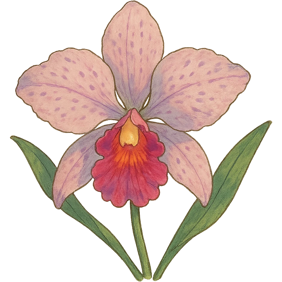 ghibli style orchid flower illustration emoji
