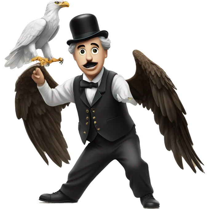 Charlie Chaplin rinding an eagle emoji