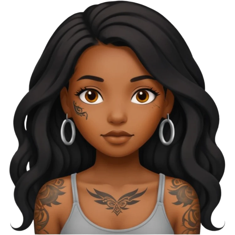 Tattooed princesses black girl with long hair  emoji