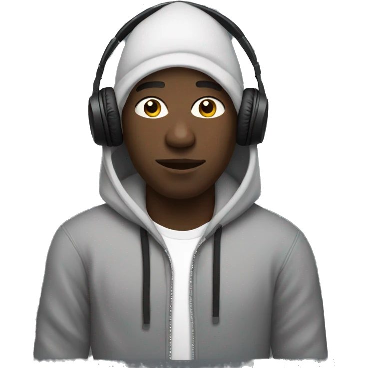 Black Man with hoodie listening to music emoji