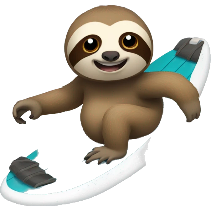 A sloth surfing emoji