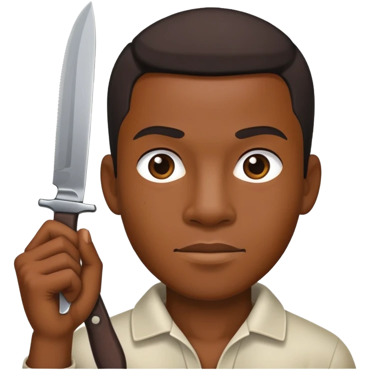 black man holding knife emoji