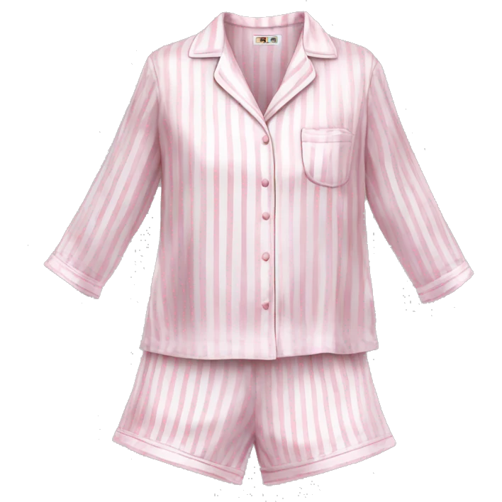 light pink and white silk striped pyjama set emoji