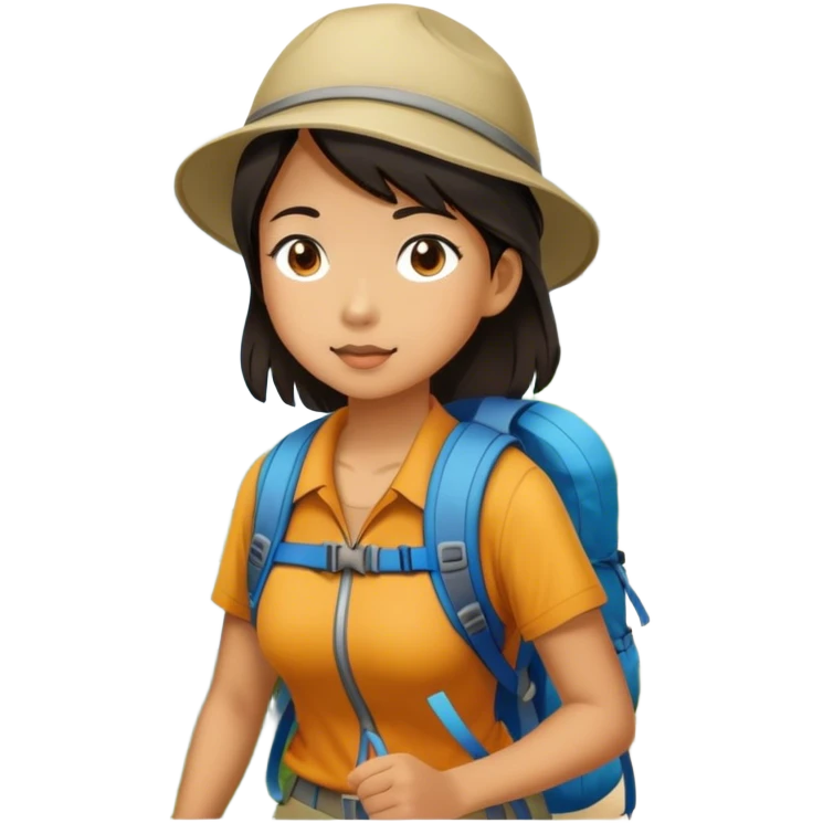 Hiking Asian girl  emoji