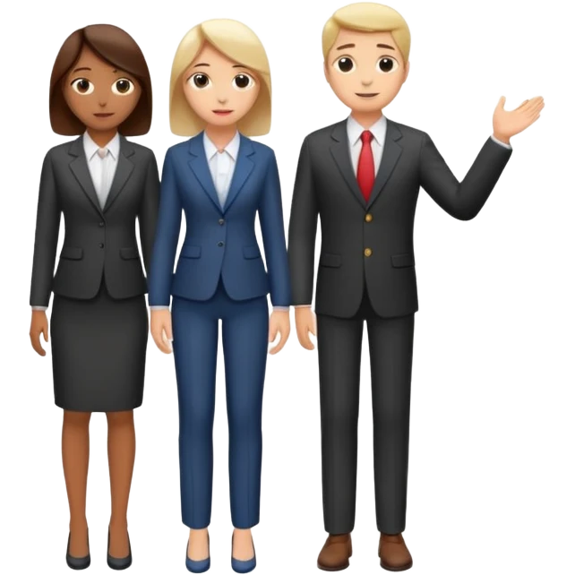 standing and saying goodbye 3 of coworkers to right side, full body view emoji