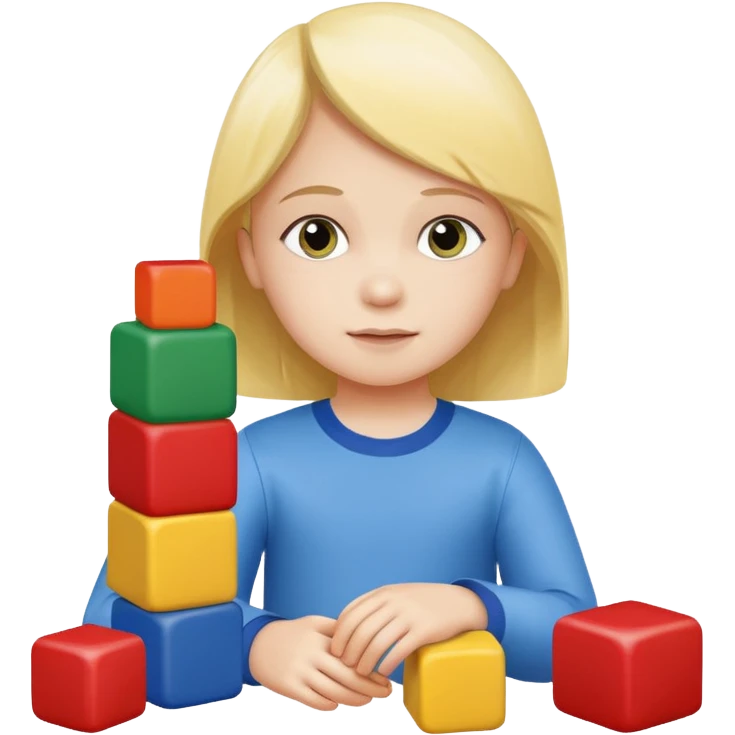 child stacking colorful blocks emoji