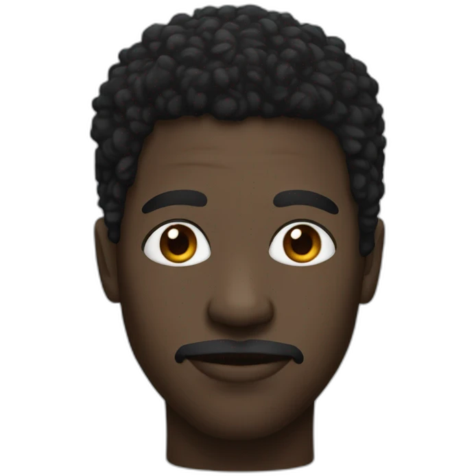 A black man with black eyes and a big nose and semiafro emoji