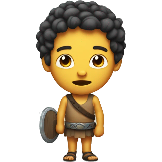 Tiny David with sling and head of giant goliath emoji