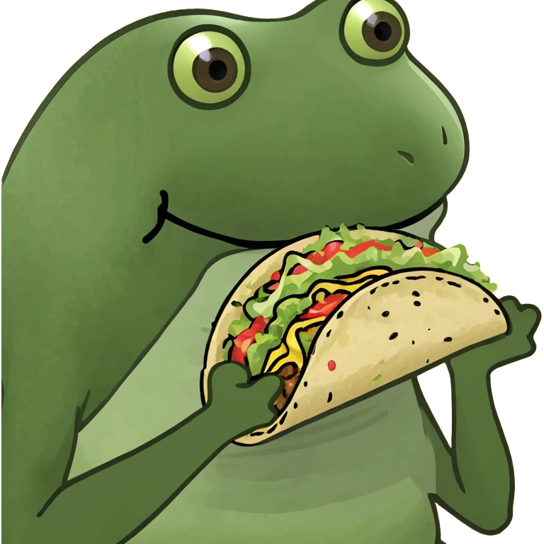 Frog eating tac they have a Pilates instructoro emoji