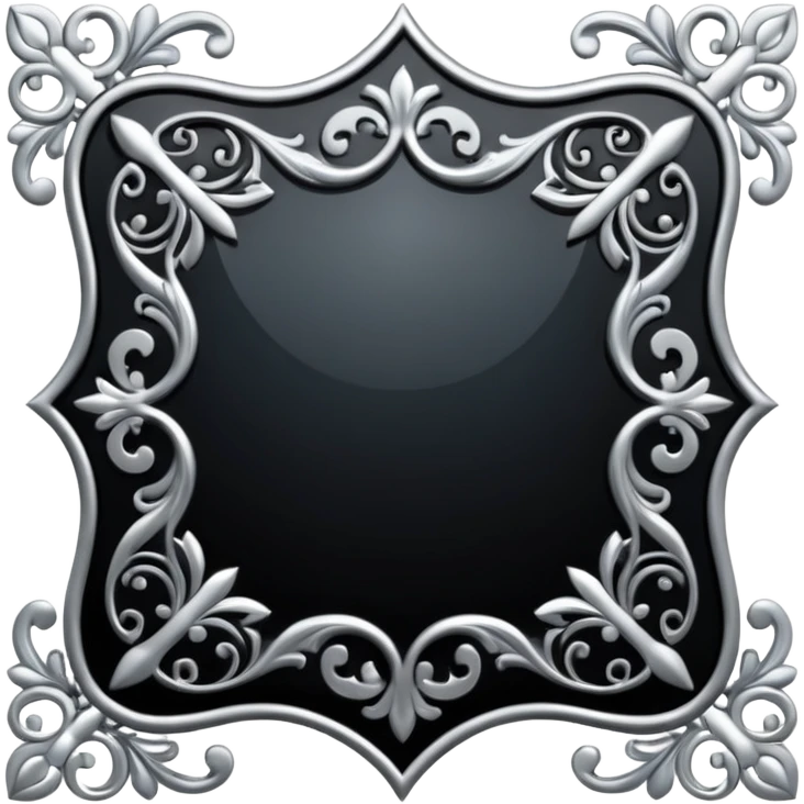Black and silver filigree corner, 3D, extremely detailed design emoji