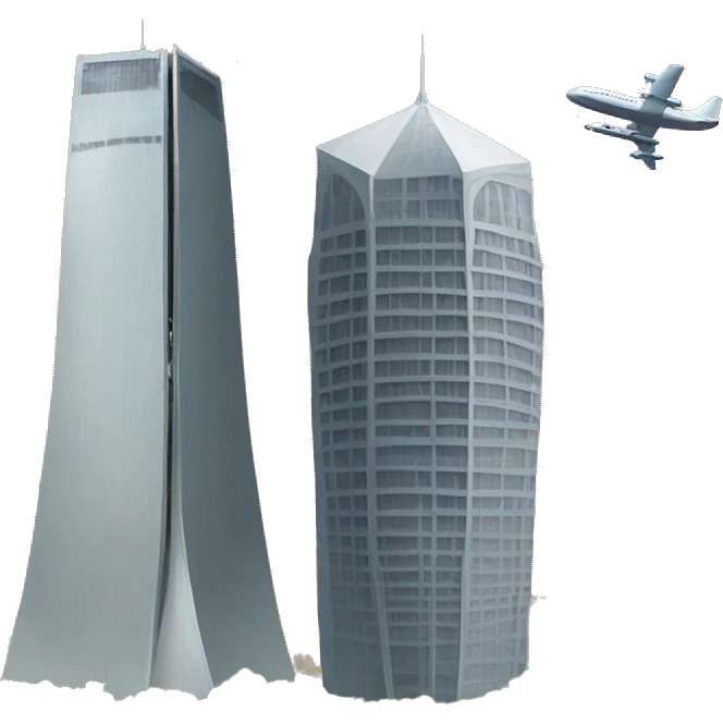 Two towers with plane emoji