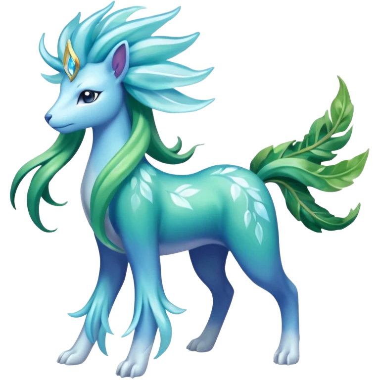 Suicune-Aurorus-Meganium-fusion (full body) emoji