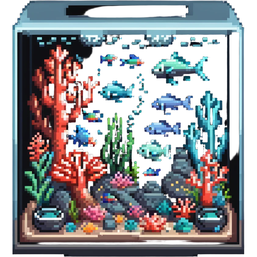 aquarium with coral and sea creatures emoji