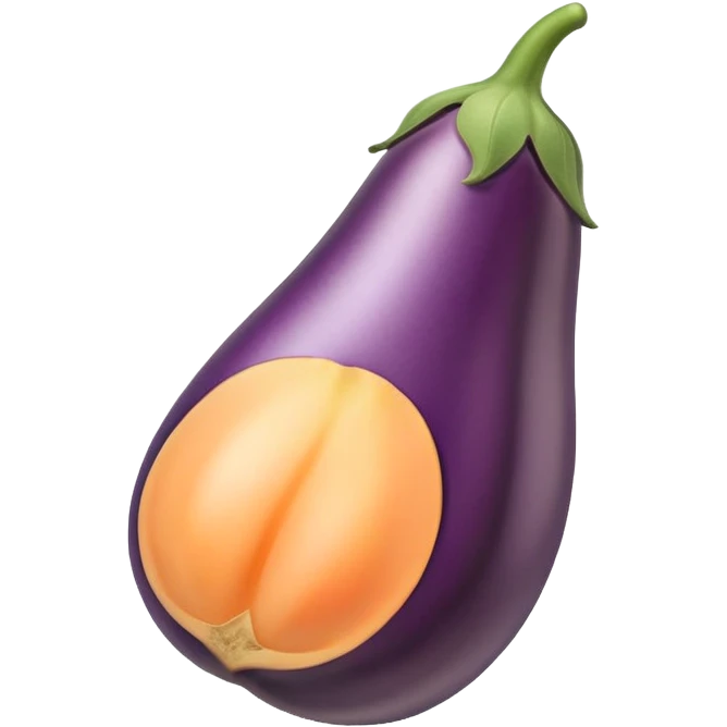 Eggplant in peach with cream emoji