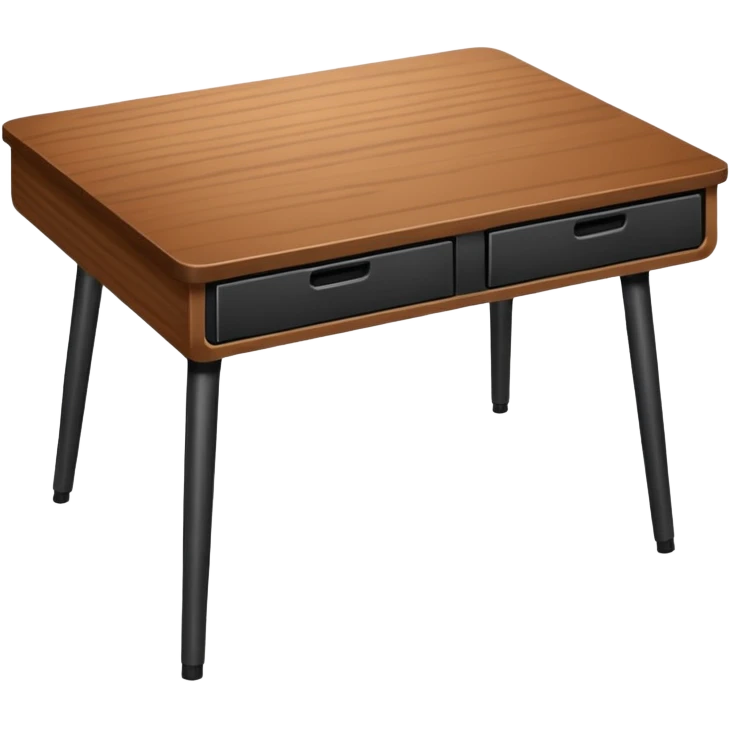 a desk table with 4 black metal legs without any addons, only the table of wood emoji