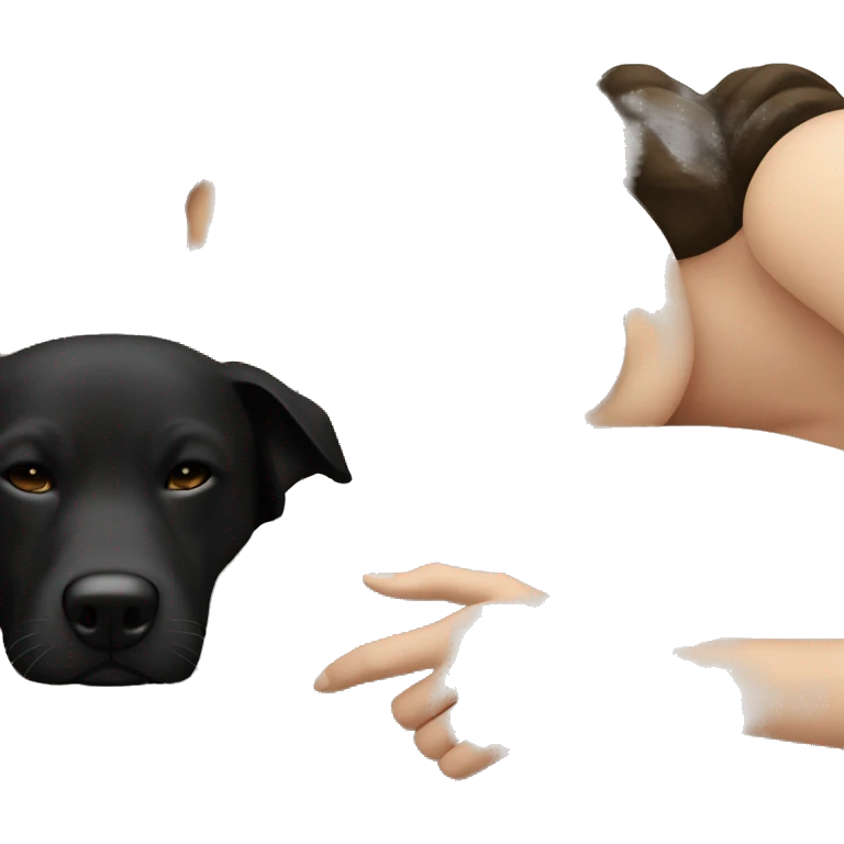 White girl dark brown hair sleeping with black dog emoji