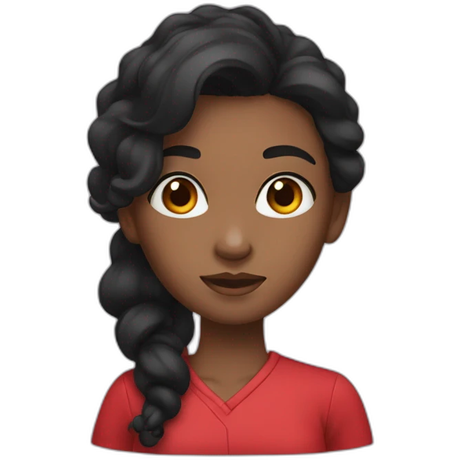 Black hair girl with black eyes and red clothes  emoji
