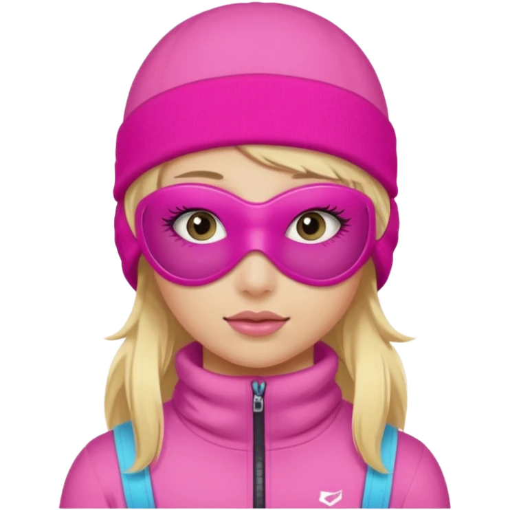 blonde girl wearing pink ski mask with pretty eyelashes  emoji