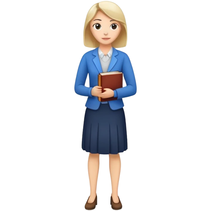 full body female teacher standing with book emoji