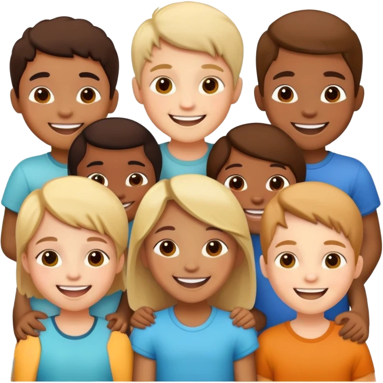 group of children standing together, fun and supportive emoji