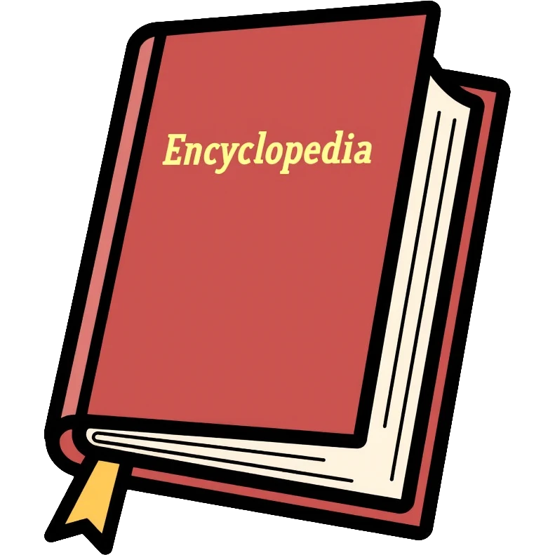 large encyclopedia book with gold lettering emoji