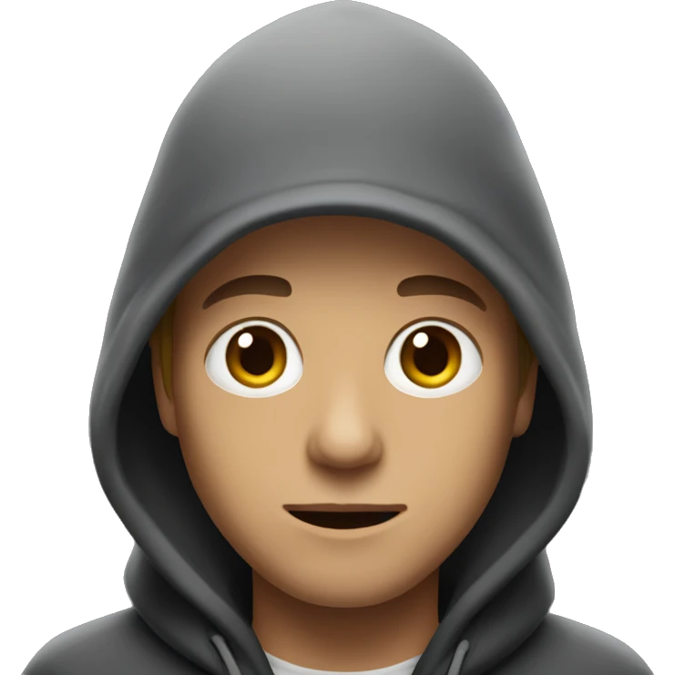 A white guy wearing a black hoodie and a black hat and hoodir. emoji