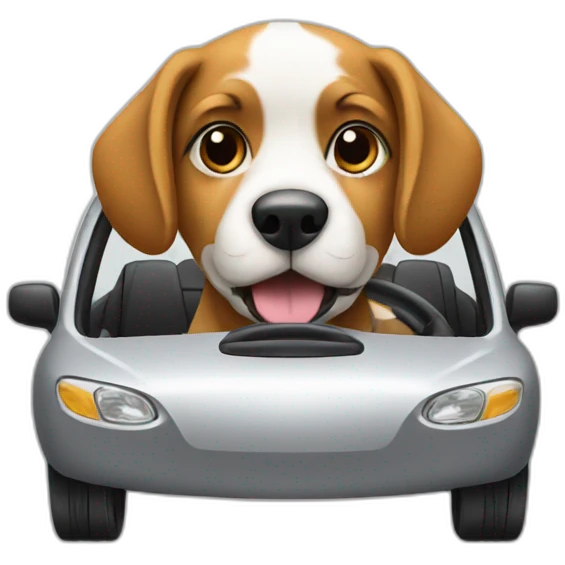 dog driving a car emoji