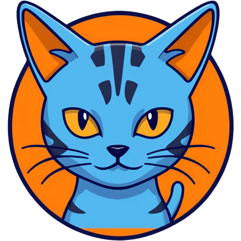 Na'vi character from Avatar movie, blue skin, cat-like nose, pointed ears, cartoon sticker style emoji