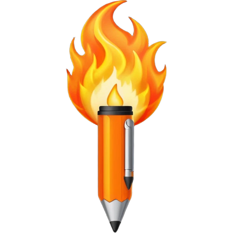 fire coming out of pen emoji